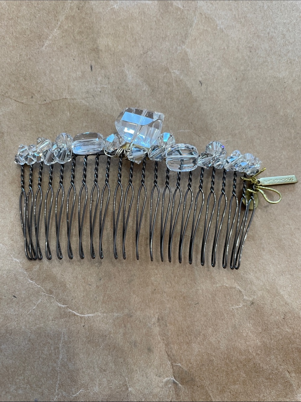 COLETTE MALOUF Shimmering Rock Crystal Bead Hair Comb. NWOT